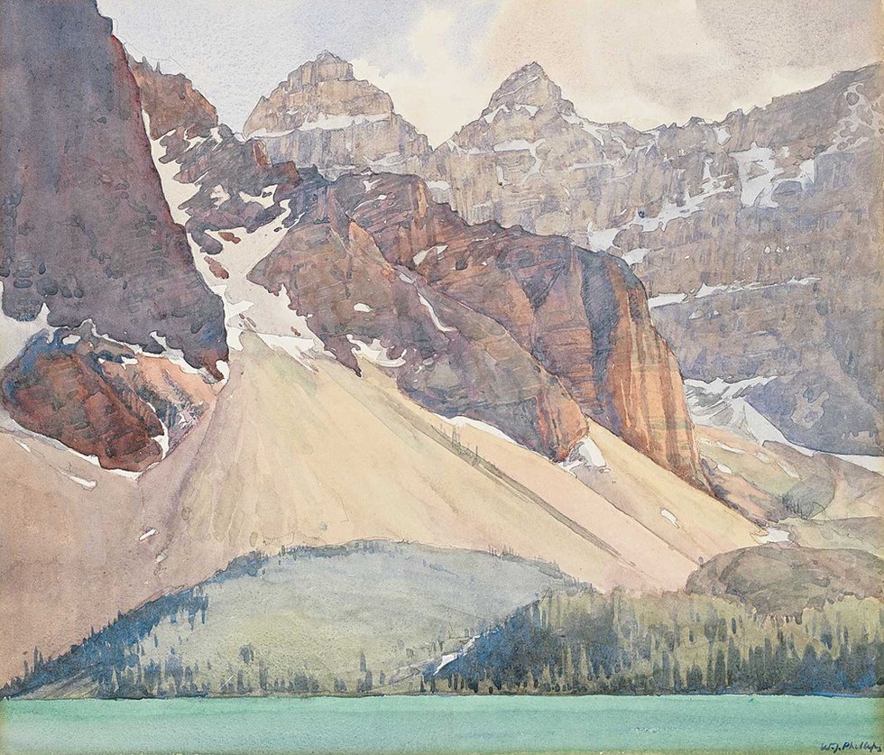 W.J. Phillips, “Moraine Lake,” watercolour on paper, 12" x 14 " (sold at Levis for $11,700)