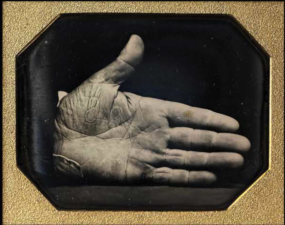 Deanna Bowen, “The branded hand of Captain Jonathan Walker, 1845,” from the “Abolition” constellation as part of the exhibition “Black Drones in the Hive,” 2020, inkjet print on archival paper, (courtesy of the artist and MKG127)