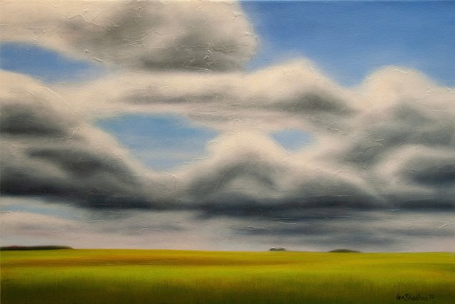 Ian Sheldon, “Prairie Spring Clouds,” oil on canvas, 20" x 30" (courtesy of Gibson Fine Art)