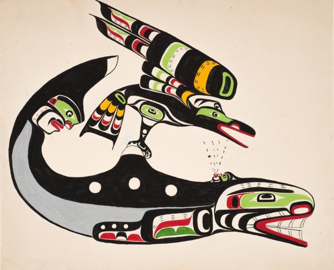 Chief Nakaṕankam, Mungo Martin, "Raven and Whale", 1960