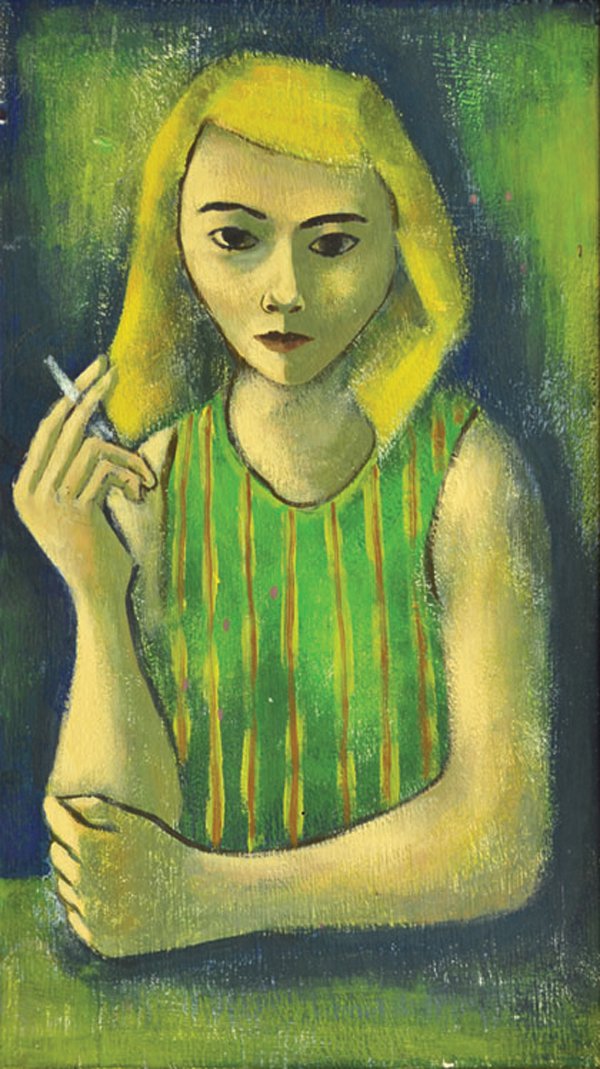 "Woman / Green Striped Blouse"