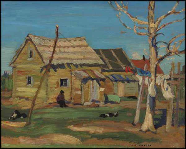 ALEXANDER YOUNG (A.Y.) JACKSON "Indian Home, Great Slave Lake, Fort Resolution" circa 1928