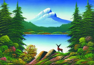 "Untitled (Mountain lake with deer)"