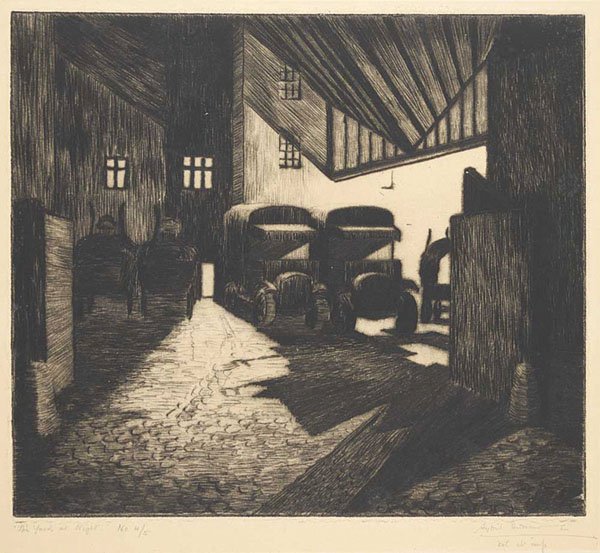 Sybil Andrews, "The Yard at Night" #4/5