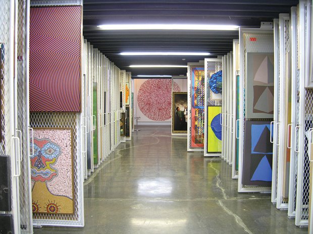 Storage racks at the Canada Council Art Bank