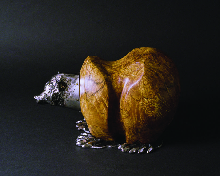 Tobias Luttmer, "Burly Bear", 2013, stainless steel and maple burl, 9” x 13”