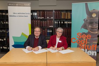 Guy Berthiaume, Librarian and Archivist of Library and Archives Canada, and Donna Livingstone, Glenbow President and CEO