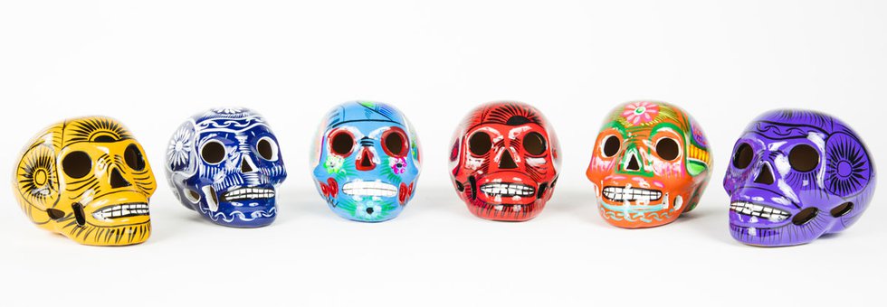 Six skulls Day of the Dead