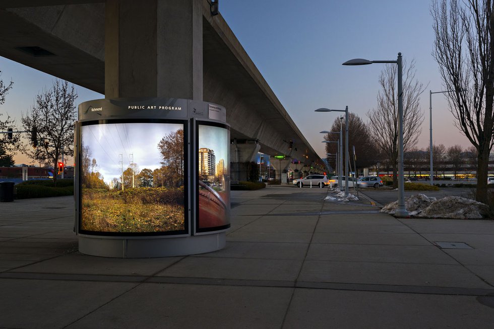 Michael Love, “A Question of Balance,” Landsdowne East Canada Line station installation, Richmond, B.C.