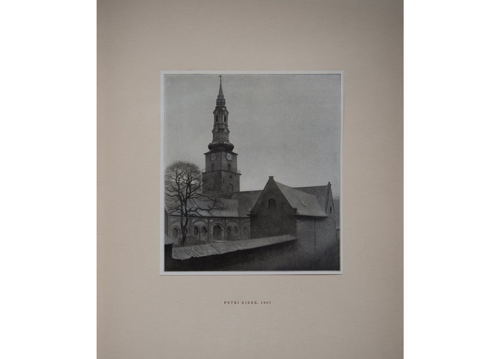 Leslie Hossack’s photograph of a 1918 reproduction of Vilhelm Hammershøi’spainting “St. Peter’s Church” in “Vilhelm Hammershøi, kunstneren og hans vaerk (The Artist and His Work)” by Sophus Michaëlis and Alfred Bramsen