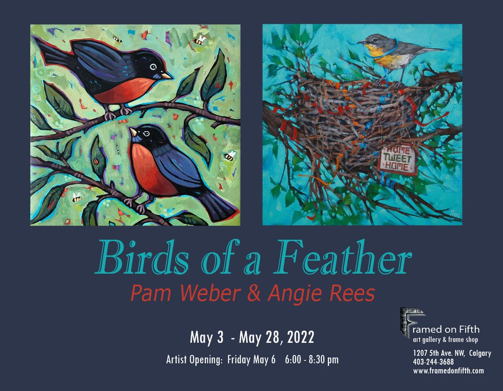 Pam Weber " Birds of a Feather," 2022, acrylic, 10" x 10"