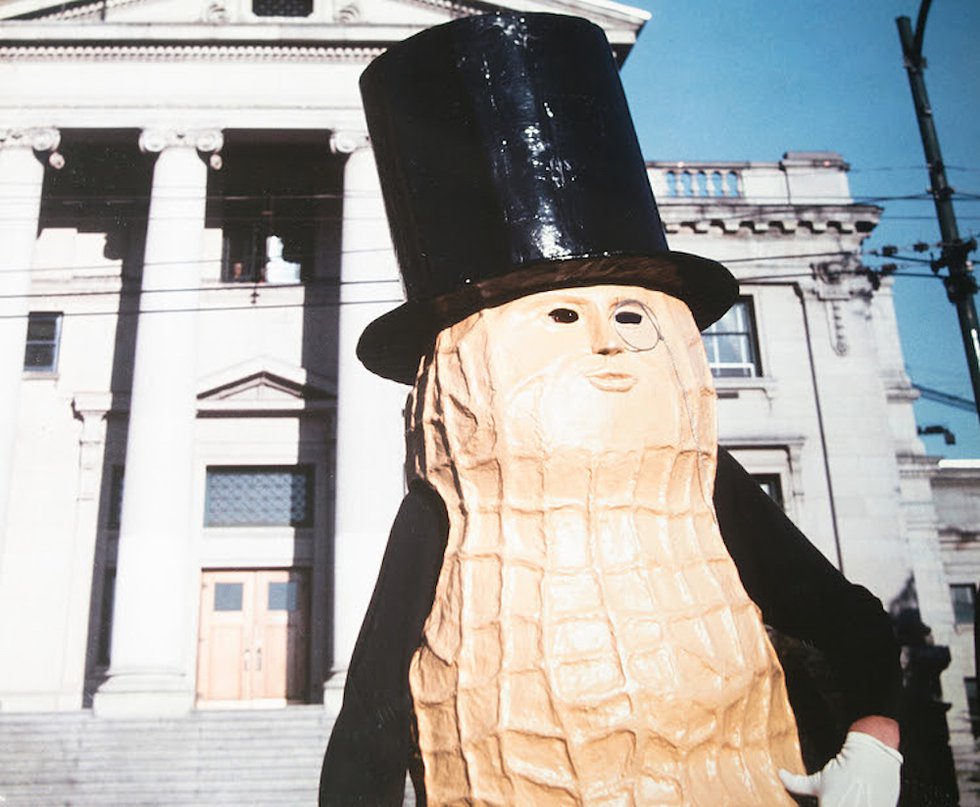 Greg Bartels, Andrew Muir, "Vincent Trasov as Mr. Peanut during the mayoral campaign," 1974.
