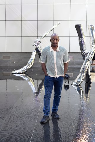 Hank Willis Thomas and installation of  “Duality,” “Nexus” and “Strike”