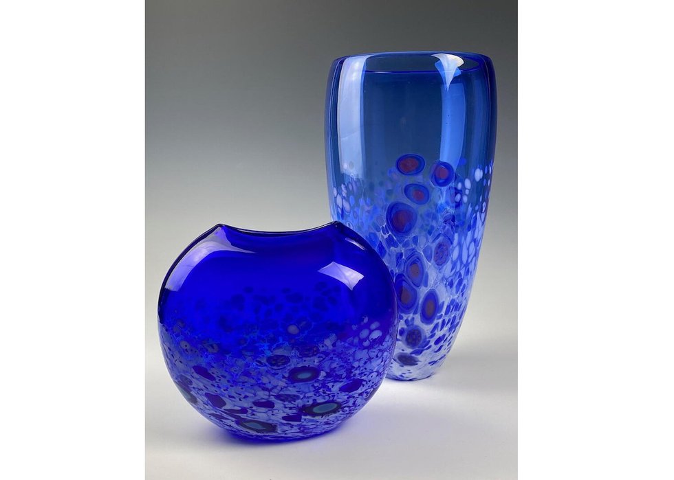 Lisa Samphire, “Cobalt Tulip Vase,” and “Light Blue Lily Vase,” no date