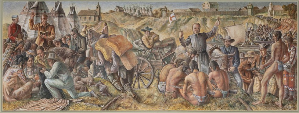 Henry George Glyde, “Alberta History,” 1951, mural,  8.5' x 21' (photo courtesy University of Alberta)