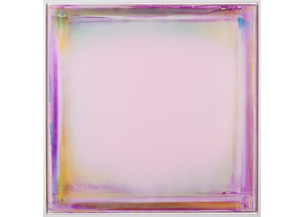 Marie Lannoo, “Polar Vortex Pink,” 2022, acrylic on canvas (courtesy of Contemporary Calgary)