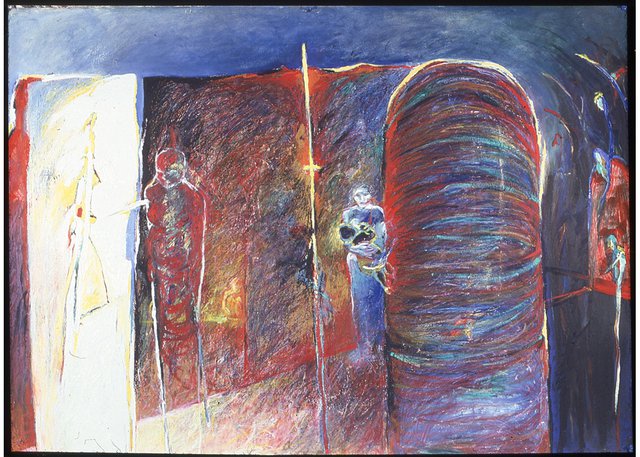 Teresa Posyniak, “The Healer,” 1990, oil stick on paper, 37.5" x 53" (courtesy of the artist)