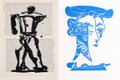 Left: William Kentridge, “Ref 23,” 2012; Right: Pablo Picasso (Spanish, 1881-1973), “Portrait de femme à la fraise et au chapeau,” 1962