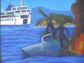 Rod Corraini, “Saved By The Ferry,” 2024, acrylic on canvas, 2” x 10” x 13”