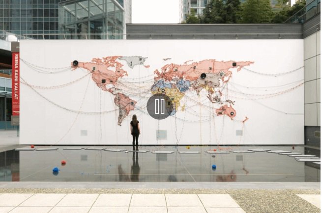 Reena Saini Kallat, “Woven Chronicle, “2015, site-specific installation at Vancouver Art Gallery Offsite, (photo courtesy Vancouver Art Gallery)