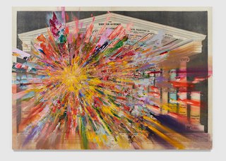 Firelei Báez, “Untitled (Temple of Time),” 2020, oil and acrylic on archival printed canvas (photo by Phoebe d’Heurle, courtesy of the artist and Hauser &amp; Wirth)