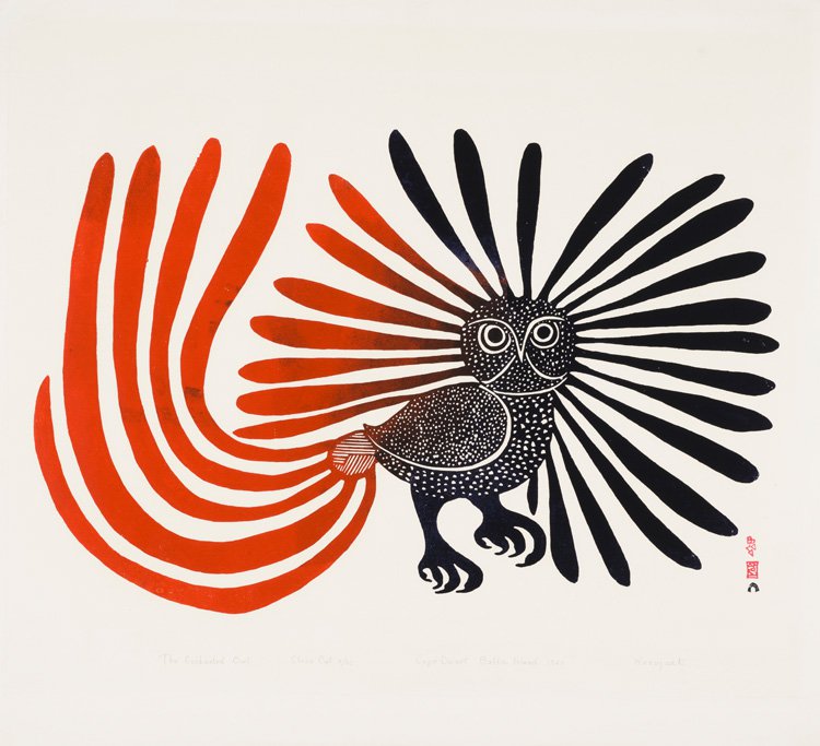 Kenojuak Ashevak, “The Enchanted Owl,” 1960, stone-cut on paper, 24” x 26” (sold at Heffel Fine Art for $289,250)