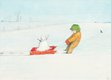 William Kurelek, “A Little Girl and Her Snowman,” 1973, mixed media on board, 9.5" x 13" (sold by Cowley Abbott for $216,000)