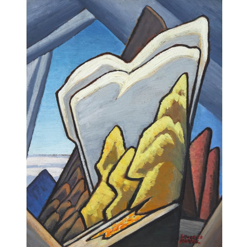 Lawren Stewart Harris, “Autumn, Design for a Panel,” 1936 oil on beaverboard panel, 15" x 12" (sold by Waddington’s for $80,050)