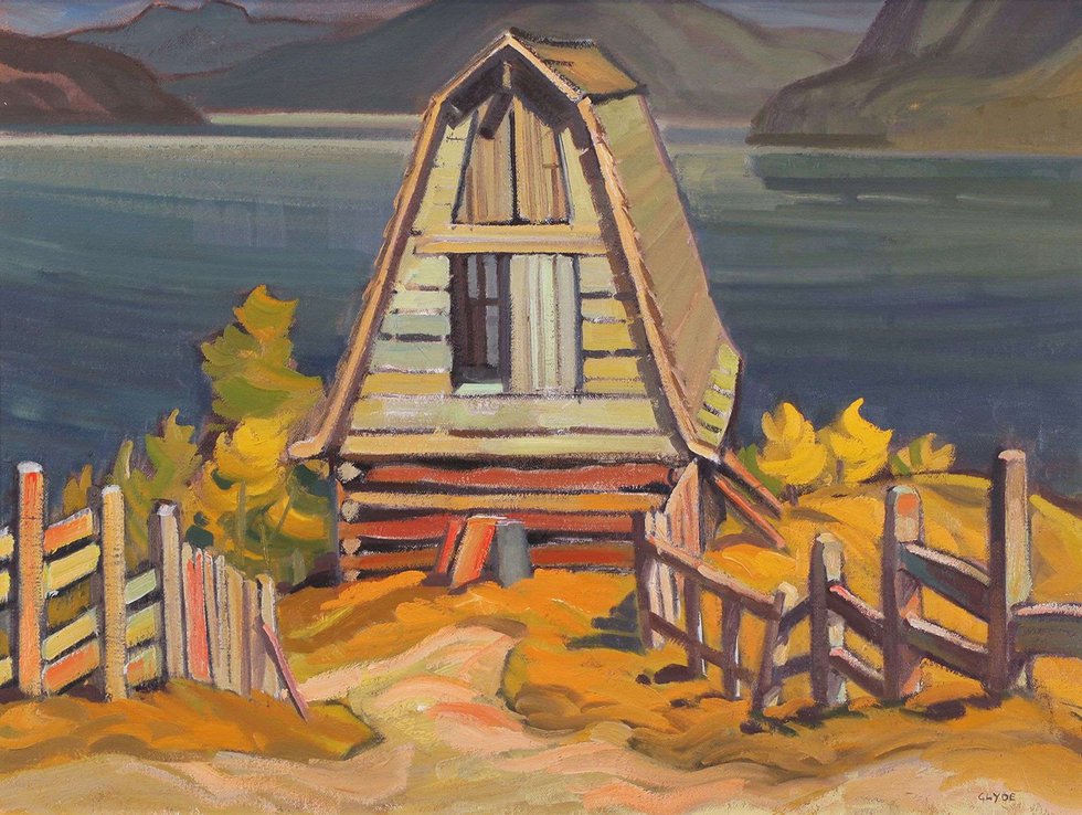 Henry George Glyde, “Old Barn, Salmon Arm B.C.” no date, oil on canvas, 18" x 24" (sold by Hodgins for $12,500)