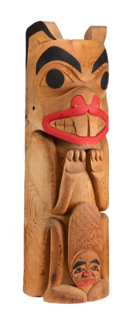 Charles Peter, “Beaver Totem Pole,” 1983, cedar wood and acrylic paint, 85” x 27.25” x 19.5” (sold by First Arts for $31,720)